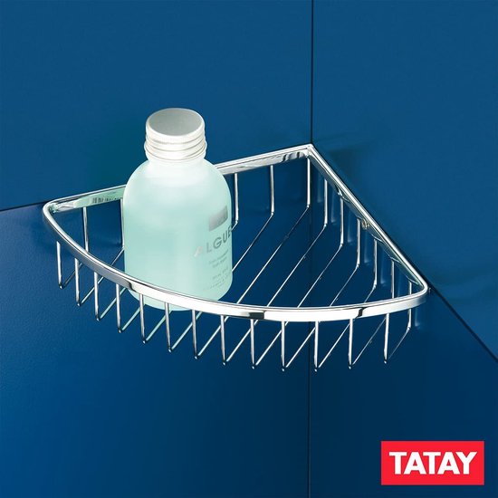 Corbeille De Rangement Métal Krom-Corner 20x20x5 Cm Argentée - Pour Salle De Bain, Cuisine, Bureau