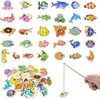 Afbeelding van het spelletje Magneet Speelgoed - Visspeelgoed - 31 stuks Magnetisch Hengelspel - met twee vissen, houten speelgoed, educatief speelgoed, cadeau voor kinderen, viscadeau voor meisjes en jongens