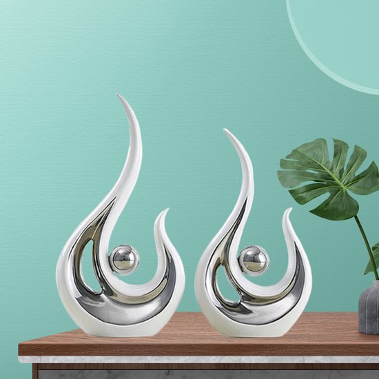 Tauzveok Sculpturen Deco Wit, Vlam Sculptuur, Moderne Deco Abstract Beeld,Beeldjes Voor Woonkamer, Voor Slaapkamer, Vensterbank, Kantoor, Wijnkast, Hars,Wit