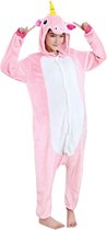 Eenhoorn Roze Onesie Pak Kostuum Outfit Huispak Jumpsuit Verkleedpak - Verkleedkleding - Halloween & Carnaval - SnugSquad - Kinderen & Volwassenen - Unisex - Maat XS voor Lichaamslengte (138 - 145 cm)