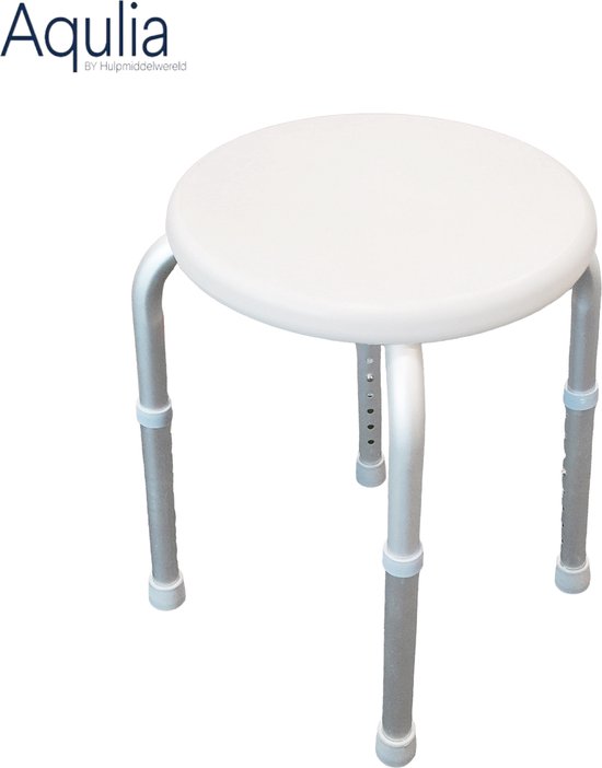 Aqulia Douchekruk Rond in hoogte verstelbaar douchekrukje wit bol
