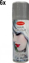 6x Haarspray zilver 125 ml