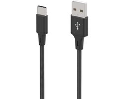 USB C Kabel 1M Snel Opladen, Nylon Gevlochten Type C Geschikt voor Samsung Galaxy S10 S10+ S9 S9+ S8+ S20 S21 FE S22 S23 A12 A13 A40 A50 A51 A52s A53 Etc. Oplaadkabel - zwart