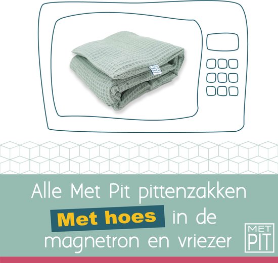 XL Met Pit ✿ Nek en schouders - Wasbare hoes - Pittenzak / coldpack - Made in NL/BE - 65 x 20 cm – Pittenkussen met tarwe – Oud groen Wafel - Met Pit