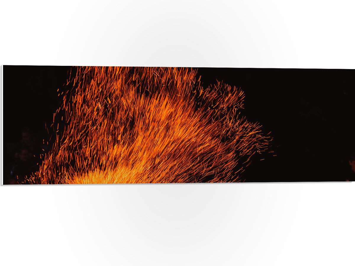 PVC Schuimplaat- Oranje Spetters van Vuurkorf - 90x30 cm Foto op PVC Schuimplaat