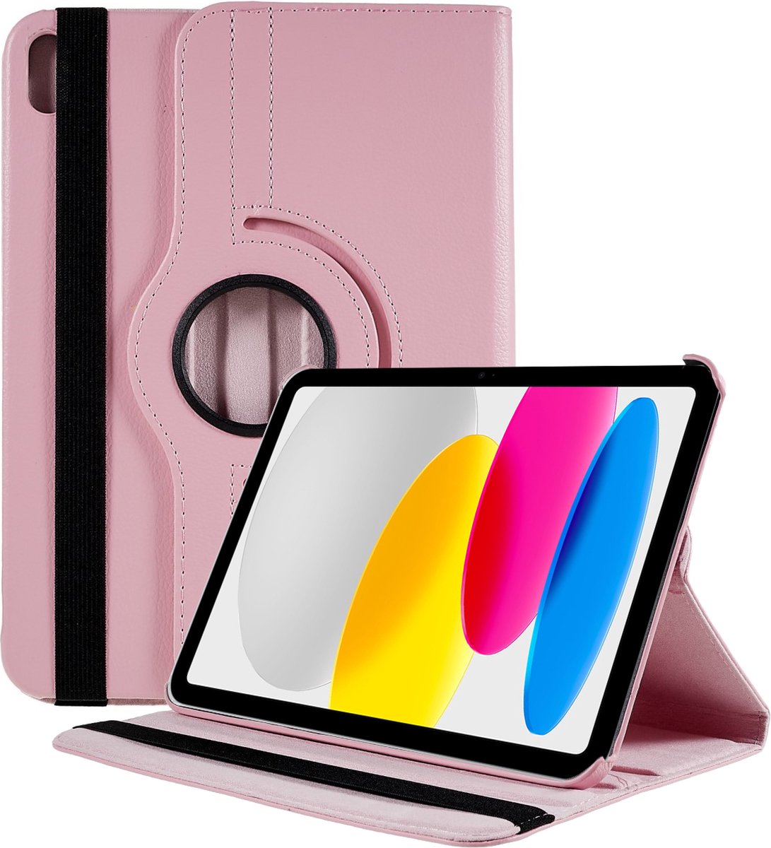 Arara Hoes Geschikt voor iPad 2022 hoes (10.9 inch) 10e generatie draaibaar bookcase - Lichtroze