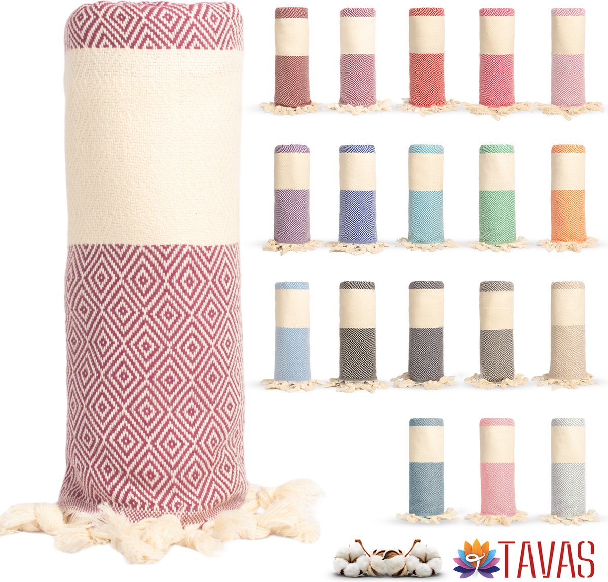 Tavas Hamamdoek Paars Strandlaken %100 Katoen XL Saunalaken 100 x 180 cm Badhanddoek Groot Douchelaken Dames Hotel Handdoek Pestemal Fouta Pareo Yoga Deken Heren