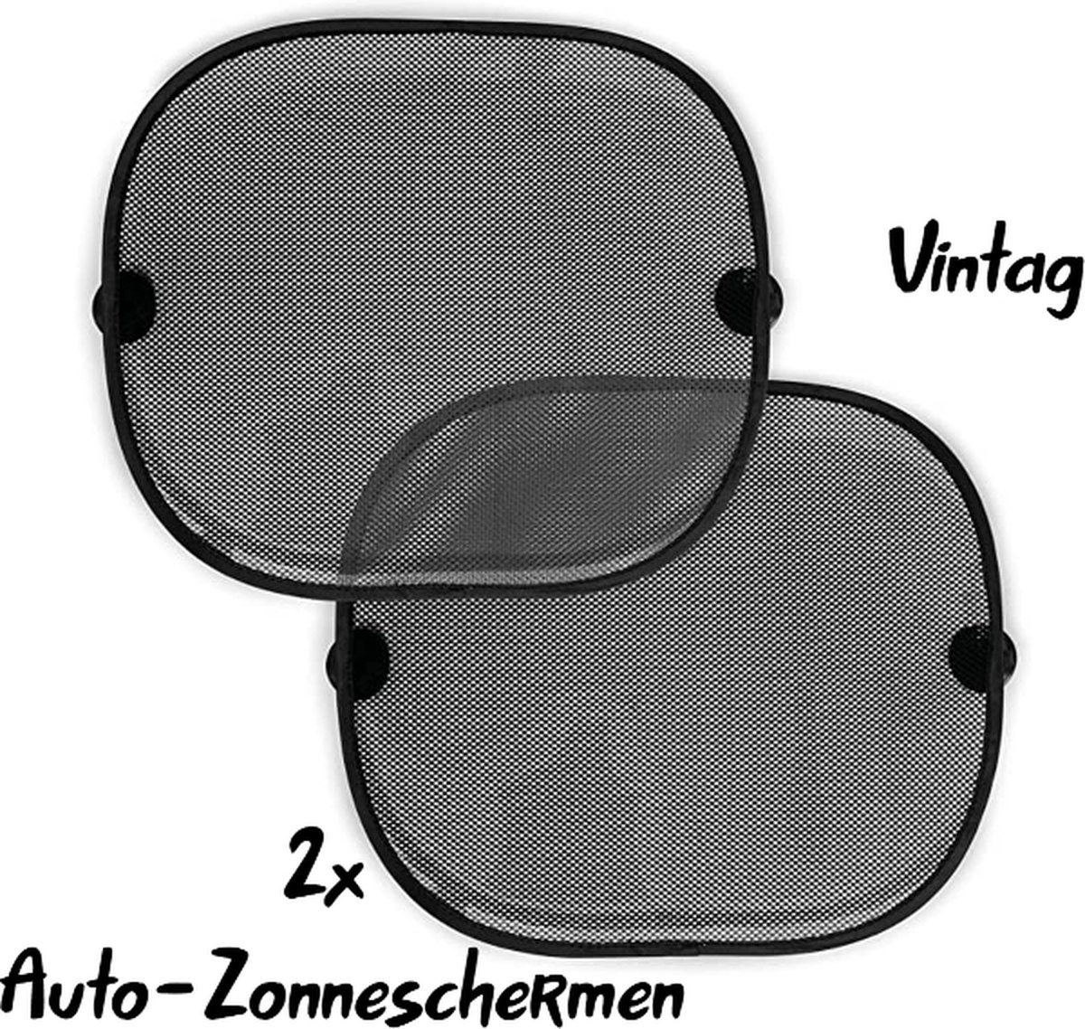 2 Auto-zonnekleppen - Autozonwering voor Kinderen - Zonwering met Zuignappen - 2 stuks - Grijs - 44 x 38 cm