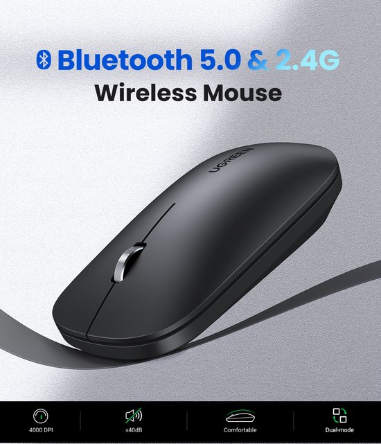 Souris Ugreen sans fil Bluetooth 5.0 2.4G Dual Mode souris 4000DPI