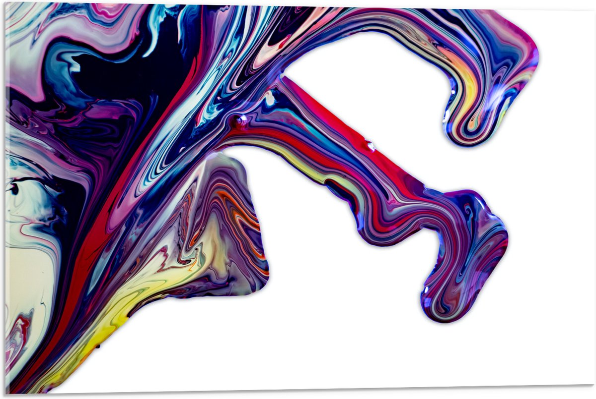 Acrylglas - Uitlopende Verf van Verschillende Kleuren - 75x50 cm Foto op Acrylglas (Wanddecoratie op Acrylaat)