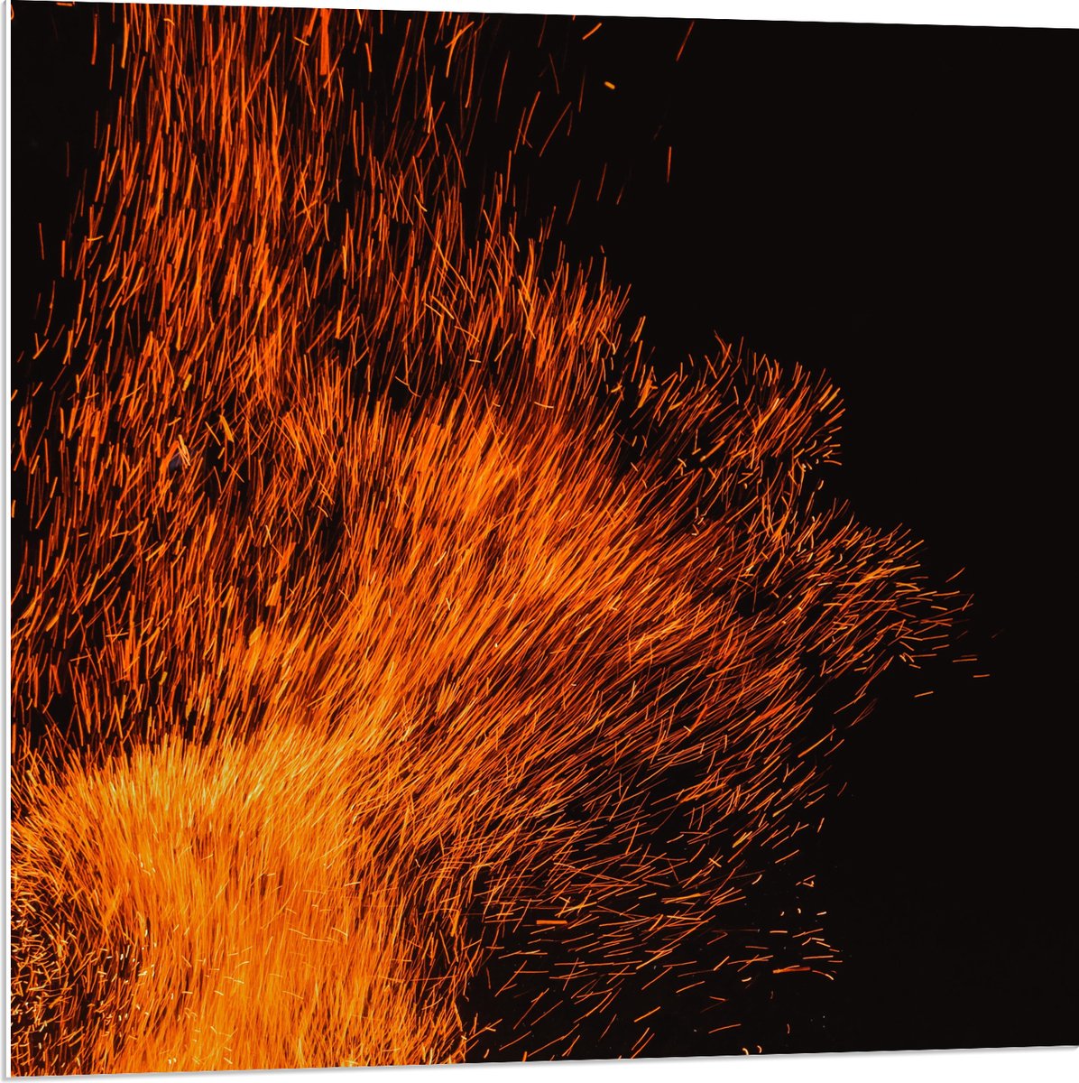 PVC Schuimplaat- Oranje Spetters van Vuurkorf - 80x80 cm Foto op PVC Schuimplaat