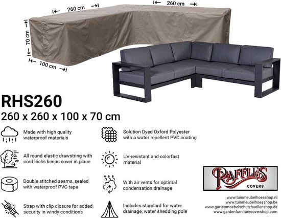 Waterdichte Tuinmeubelhoes – 260x100x100 Cm, 420D Oxford, Anti-UV, Zwart, Voor Buitenbanken En Tafels