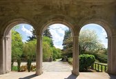 Fotobehang Garden Through Arches | XL - 208cm x 146cm | 130g/m2 Vlies