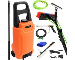 Telescoop glasbewassing set - 6M - 30L - Accu - Steel - Borstel - Reservoir Trolley