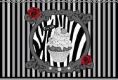 Fotobehang Cupcake Stripes Grey | XXL - 206cm x 275cm | 130g/m2 Vlies
