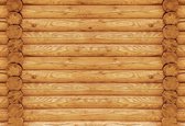 Fotobehang Log Wood Wall | XXL - 312cm x 219cm | 130g/m2 Vlies
