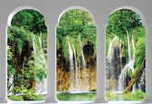 Fotobehang Waterfall Looking Through Arches | XXL - 312cm x 219cm | 130g/m2 Vlies