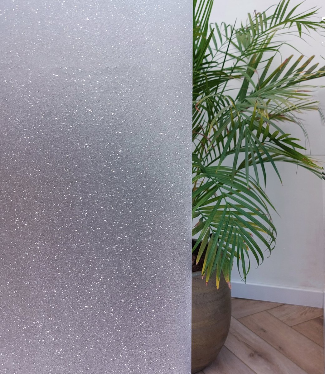 Simple Fix Raamfolie - 70x300cm - Zonwerend - Anti Inkijk - Statisch - Plakfolie Zelfklevend en Isolerend - HR++ folie - Decoratiefolie - Glitter Gestreept - Grijstinten 2