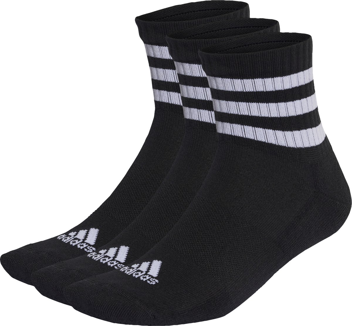 adidas Sportswear 3-Stripes Cushioned Sportswear Korte Sokken 3 Paar Unisex – 49-51 Zwart