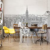 Fotobehang White And Grey Modern New York Skyline | VEA - 206cm x 275cm | 130gr/m2 Vlies
