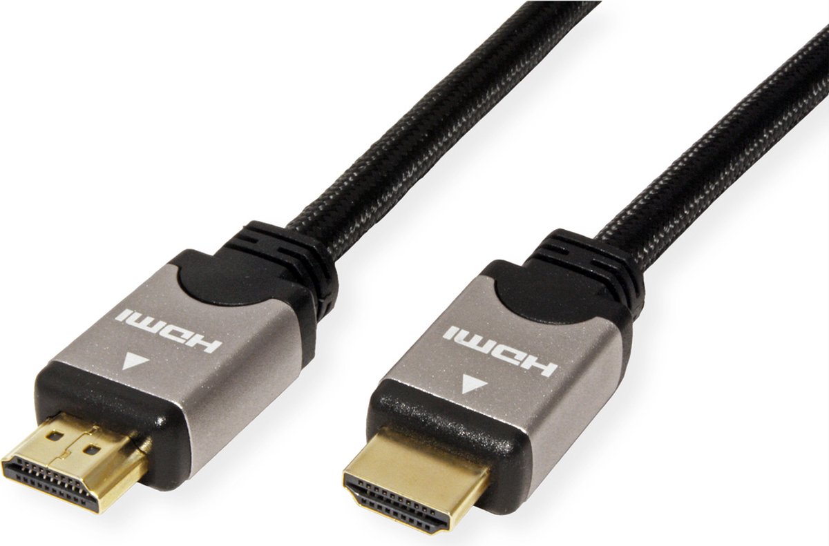ROLINE HDMI HighSpeed kabel met Ethernet, M/M, zwart / zilver, 3 m