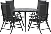 Break tuinmeubelset tafel 120x120cm, 4 stoelen Break, zwart,zwart.
