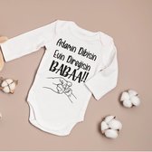 Babyromper - Bekendmaking zwangerschap - Kraamcadeau - Baby aankondiging - Geboorte cadeau - Maat 56 lange mouwen