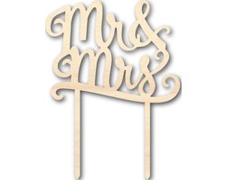 Houten caketopper / taarttopper - Mr & Mrs 2 - Taart / Cake topper op bestelling gemaakt