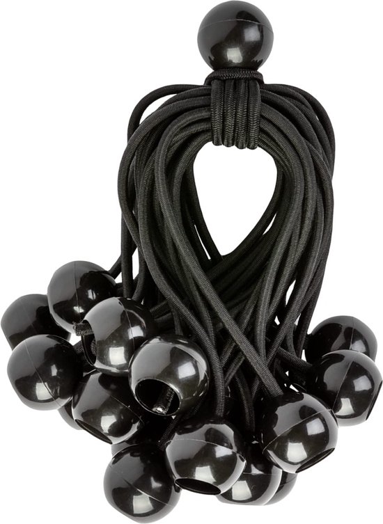 Spanelastiek met bal / 25 stuks - Spanband voor Bootzeil/Zeil/Spandoeken/Schaduwdoek/Aanhangwagen/Tent - 18 cm - zwart - tentspanner van ProPlus — afbeelding 5