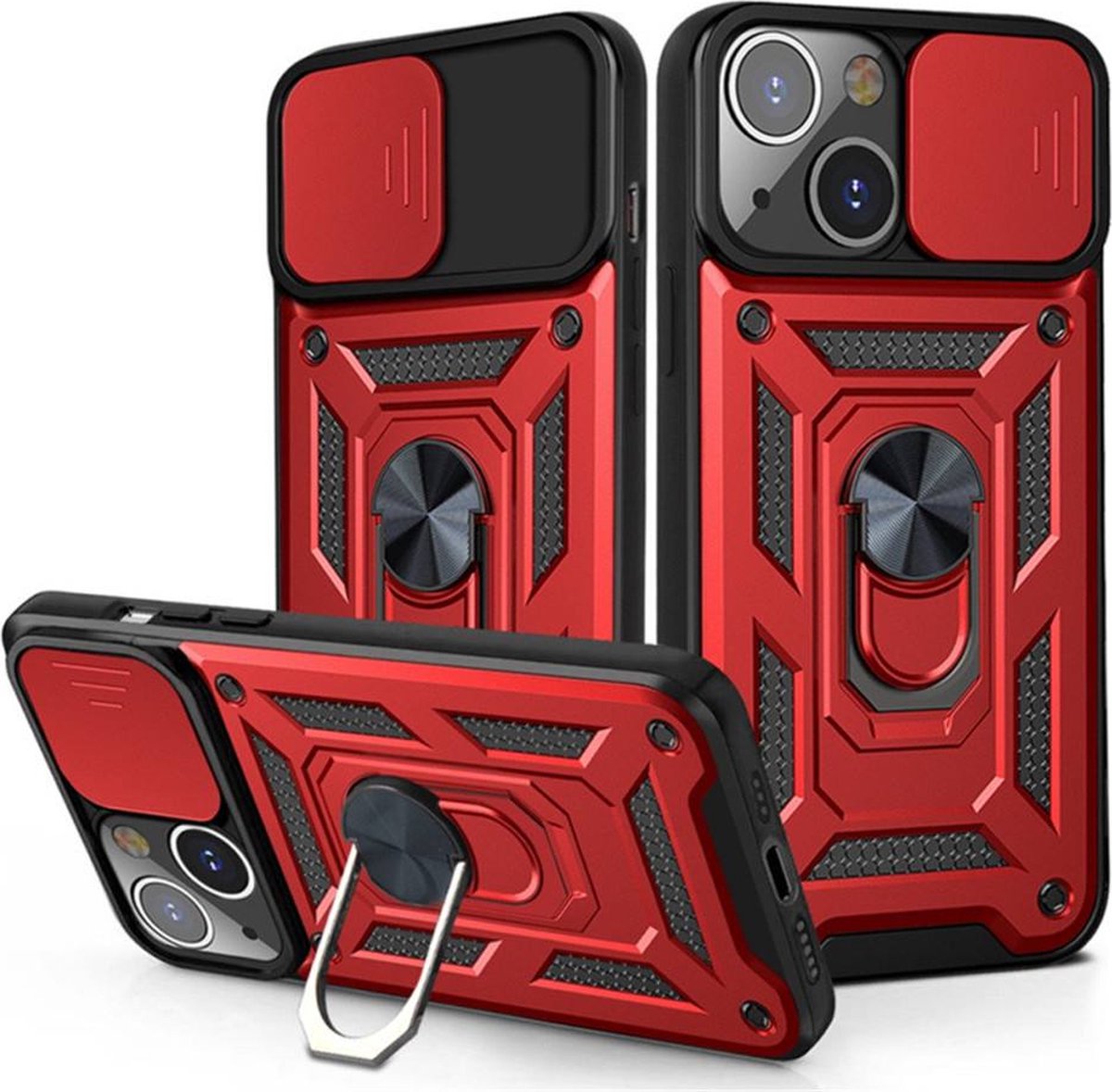 Apple iphone 13 Armor case Rood-met camera bescheming-antishok case back cover -super stevige hoesje iphone Merk: