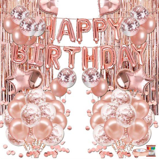 Happy Goods Verjaardag versiering - 79 stuks - Happy Birthday Ballonnen - Feestpakketten Rose Goud - Feest decoratie cadeau geven