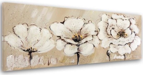 String string kast Coöperatie Schilderij - Witte bloemen in het veld (print van een handgeschilderd doek)  | bol.com