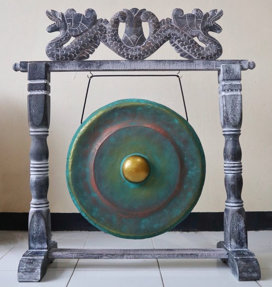 Healing Gong in Standaard Groen 35cm Metaal & Hout Meditatie