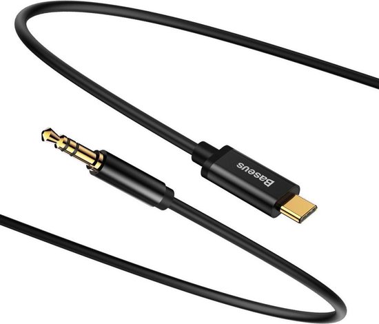 Baseus USB C naar 3.5mm Jack Uitgang (male) Kabel 1.2 Meter Zwart - Baseus