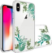 Apple iPhone XS Max Transparante Print Back Cover Hoesje Leafs