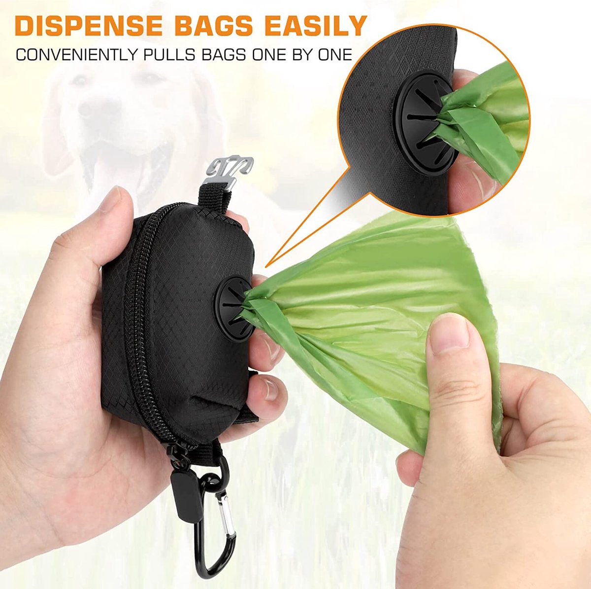 Almevix Hondenpoepzakhouder voor riem, hondenpoepzakdispenser met clip, voor wandelingen, puppy's, reizen, wandelingen (grijs