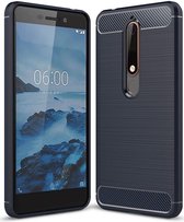 Nokia 6 (2018) Geborsteld TPU Hoesje Blauw