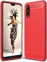 Huawei P20 Geborsteld TPU Hoesje Rood