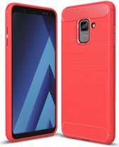 Samsung Galaxy A8 (2018) Geborsteld TPU Hoesje Rood