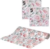 Roses sur la table, set de chemin de table en papier (4,8 mx 33 cm op rol) et 40 serviettes en papier (33 x 33 cm)