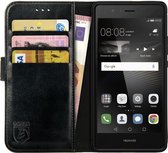 Rosso Element Book Case Wallet Hoesje Geschikt voor Huawei P9 Lite | Portemonnee | 3 Pasjes | Magneetsluiting | Stand Functie | Zwart