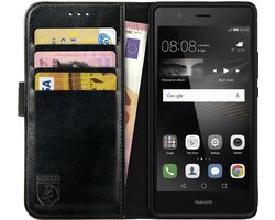 Rosso Element Book Case Wallet Hoesje Geschikt voor Huawei P9 Lite | Portemonnee | 3 Pasjes | Magneetsluiting | Stand Functie | Zwart