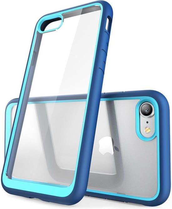 bol.com | Apple iPhone SE (2020) Hoesje Transparant met Shock Proof Bumper  Blauw