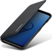 Retro Lederen Hoesje met Kaarthouder Zwart Geschikt voor Samsung Galaxy S9 Plus