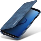 Retro Lederen Bookcase Hoesje met Kaarthouder Blauw Geschikt voor Samsung Galaxy S9