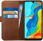 Rosso Deluxe Huawei P30 Lite Hoesje Echt Leer Book Case Bruin