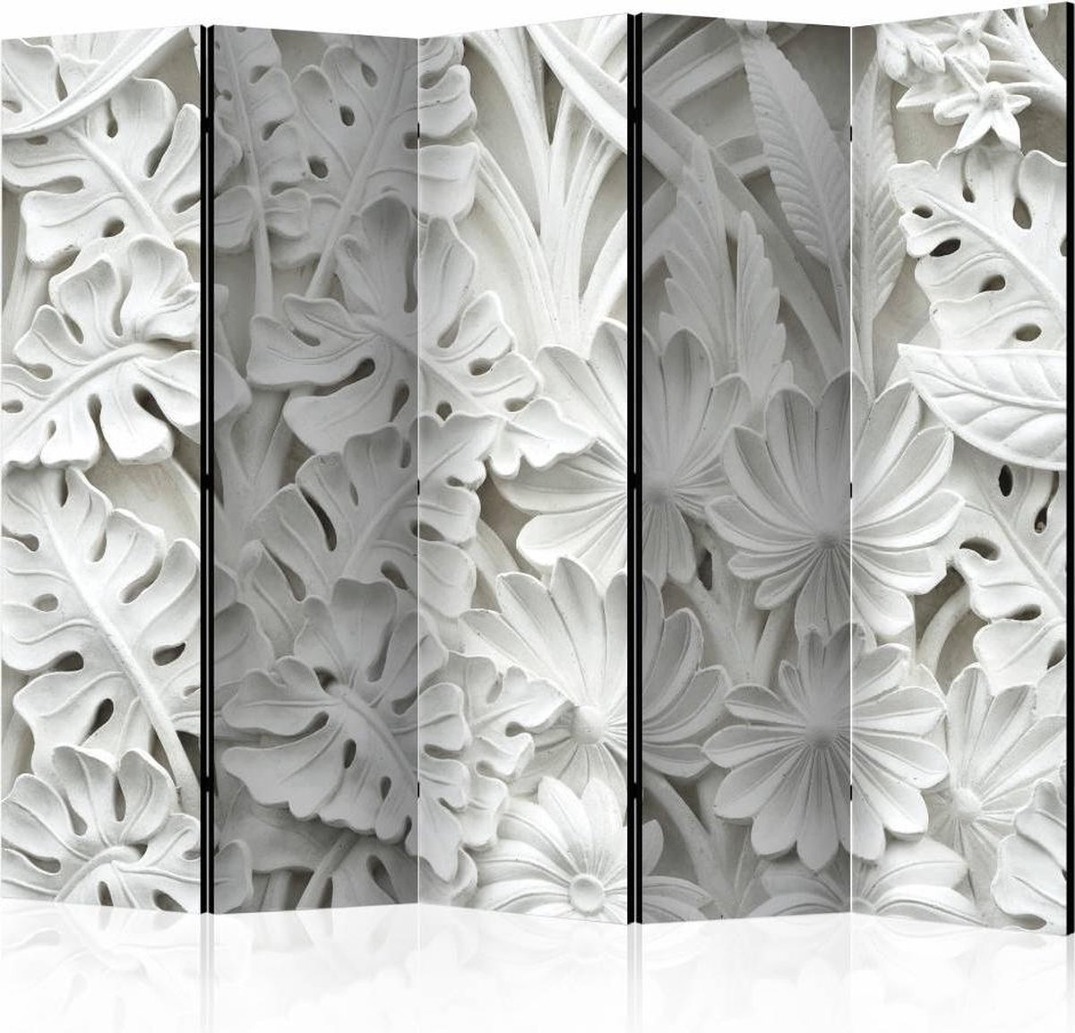 Vouwscherm / Kamerscherm - Witte tuin 225x172cm , gemonteerd geleverd, dubbelzijdig geprint