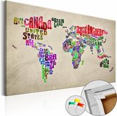Afbeelding op kurk - Global Tournée , Wereldkaart, Multi kleur, 1luik