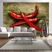 Fotobehang - Chili peper , rood bruin