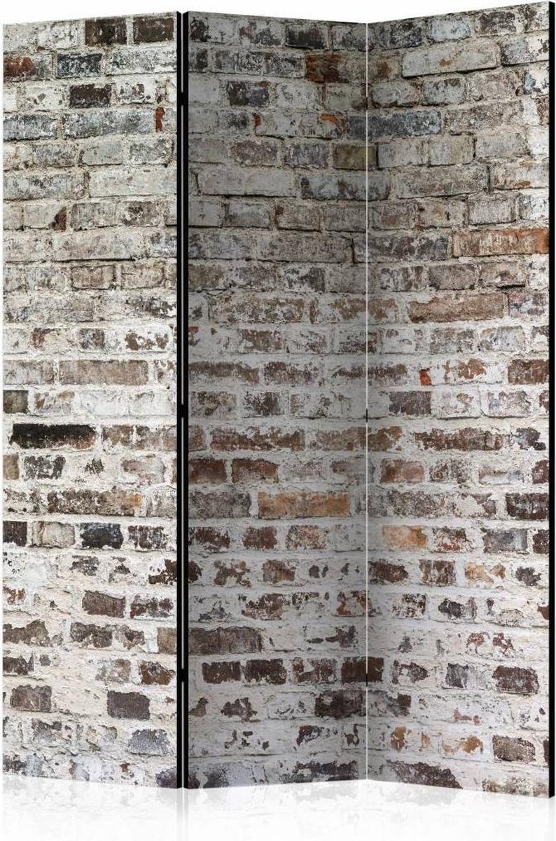 Vouwscherm - Oude stenen muur 135x172cm , gemonteerd geleverd (kamerscherm) dubbelzijdig geprint